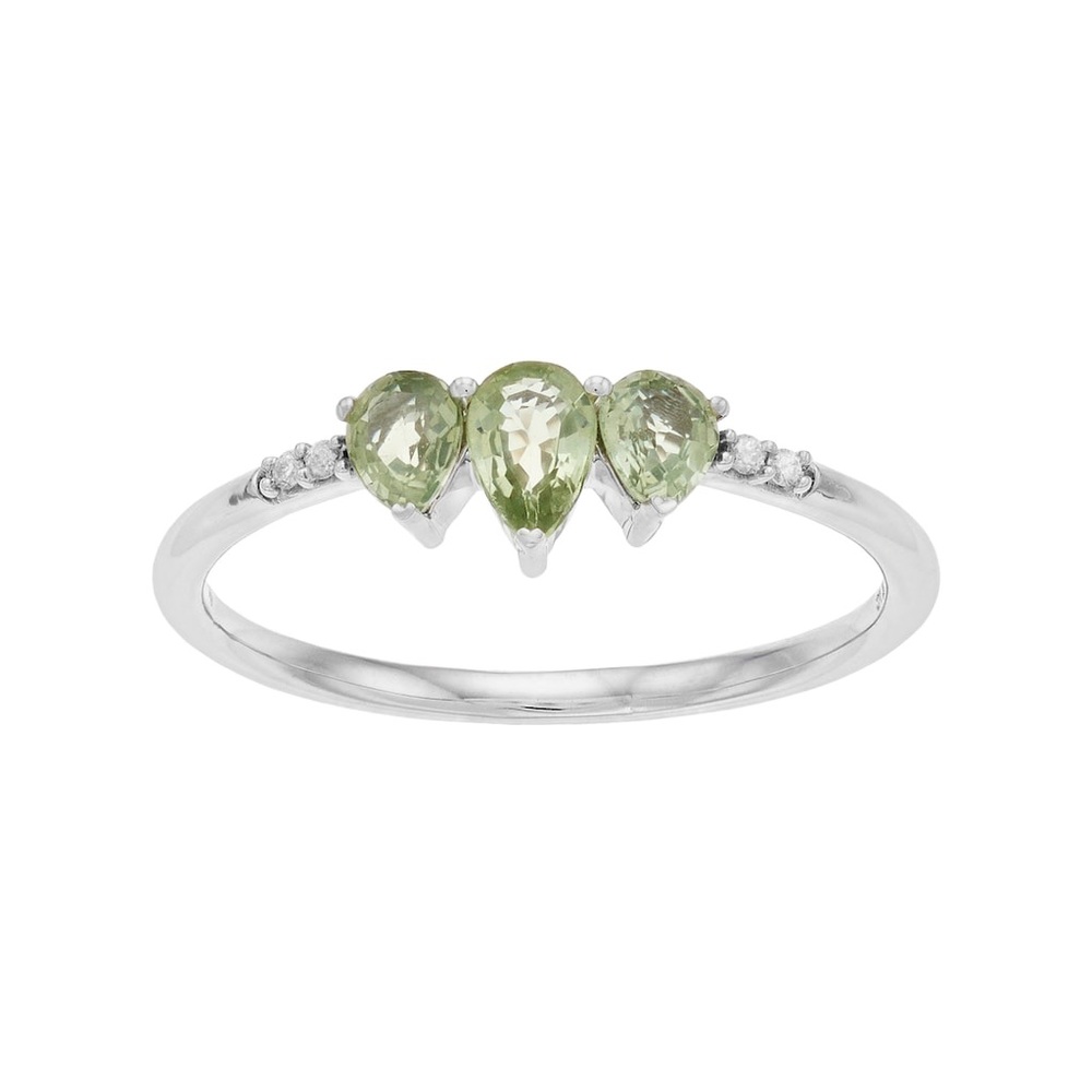 ISO Lauren Conrad White Gold Teardrop Green Sapphire Ring